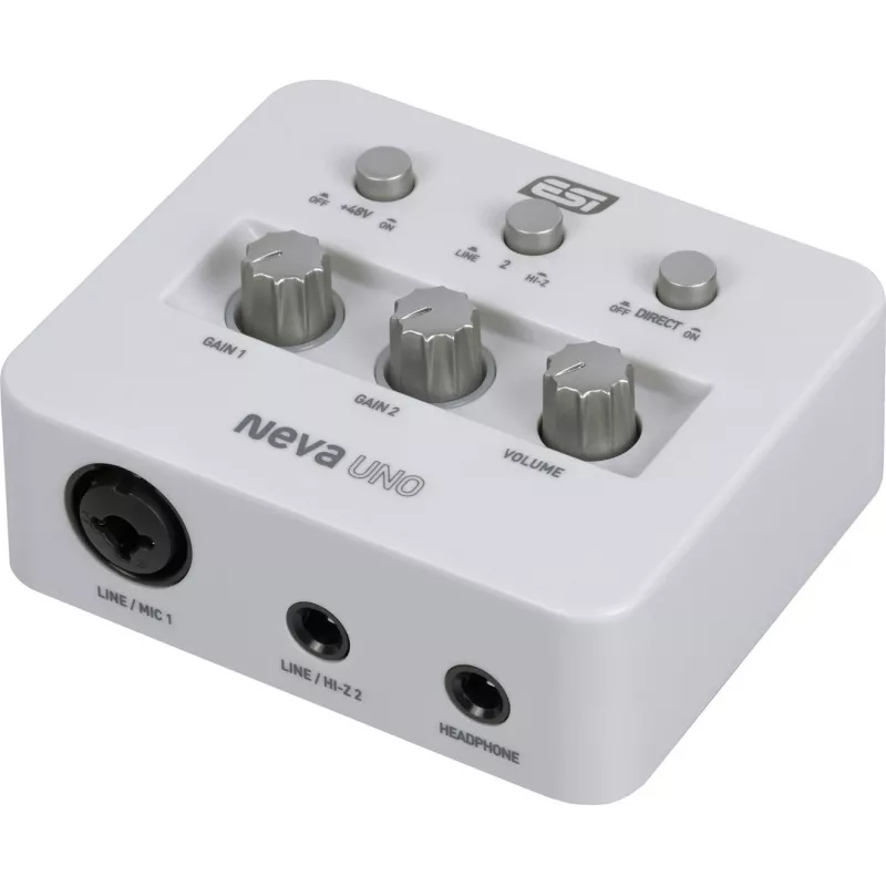 ESI Neva Uno – Interfejs audio USB-C, 24-bit/192 kHz, 2-wejścia/2-wyjścia, combo XLR/TRS, +48V, monitoring bezpośredni