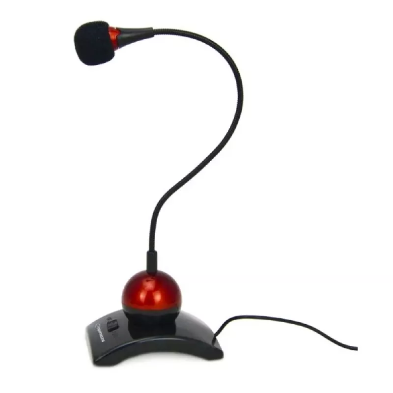 Esperanza EH130 Mikrofon komputerowy, pojemnościowy, dookólny, jack 3,5 mm, czarno-czerwony
