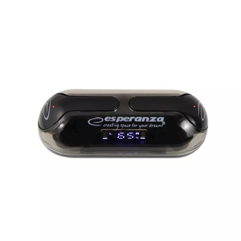 Esperanza EH239K True Wireless Stereo Bluetooth Słuchawki douszne z etui ładującym, sterowanie dotykowe, wbudowany mikrofon, czarny