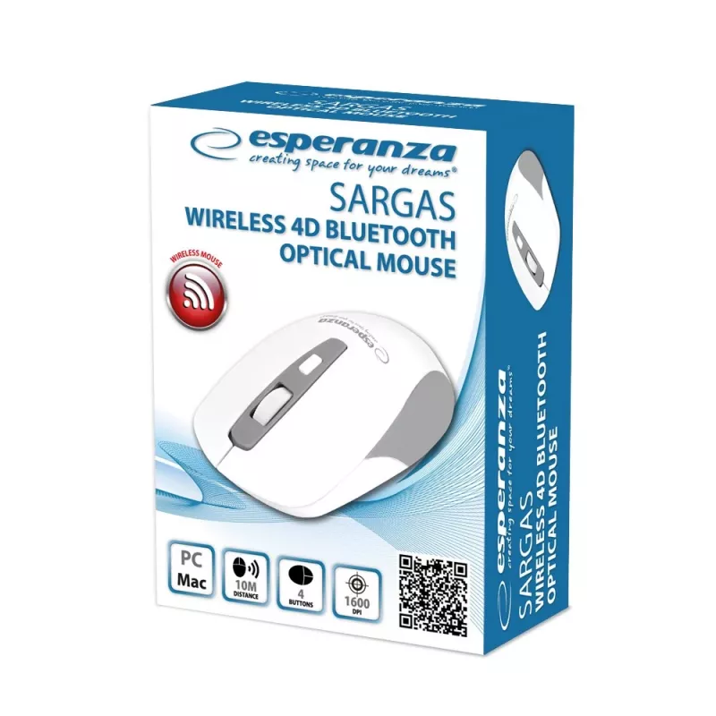Esperanza EM130W Bezprzewodowa mysz Bluetooth 4D, biała