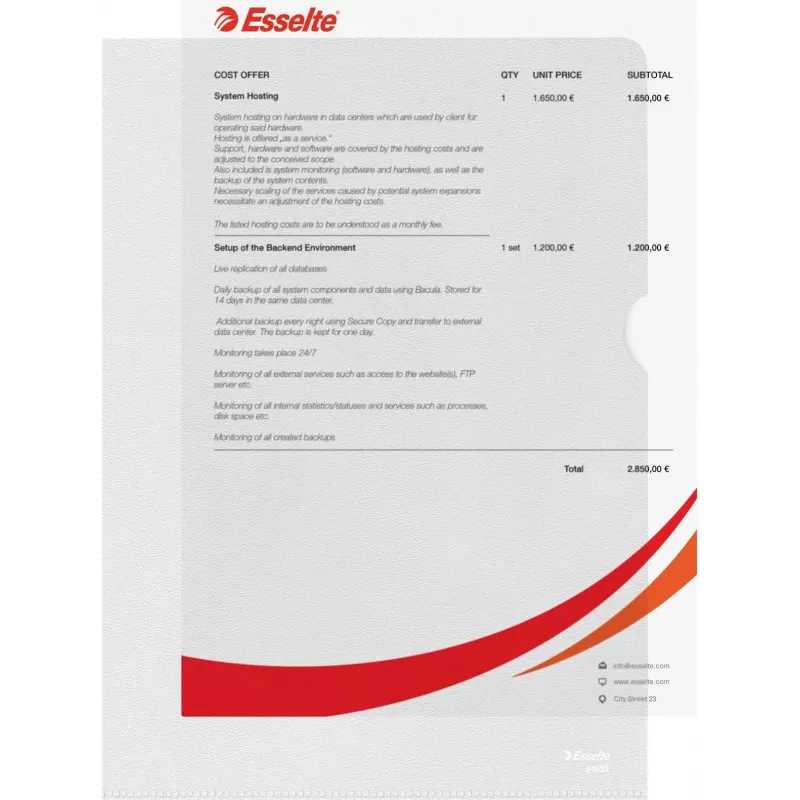 Esselte Standard A4 koszulki na dokumenty, polipropylen, groszkowane, 0,12 mm, otwarte z góry i z boku, bezpieczne dla dokumentów, wycięcie na palec, opakowanie 100 szt. 54832