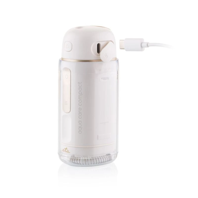 ETA Aqua Care Compact Bezprzewodowy Irygator Doustny – 165 ml, Biały, 2 Końcówki, IPX7, Ładowanie USB