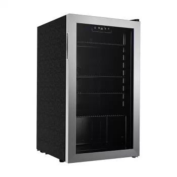 EUHOMY BR001 Beverage Refrigerator 126 Cans 3.2 cu ft Compressor Cooling Black Stainless Steel