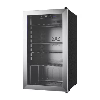 EUHOMY BR001 Beverage Refrigerator 126 Cans 3.2 cu ft Compressor Cooling Black Stainless Steel