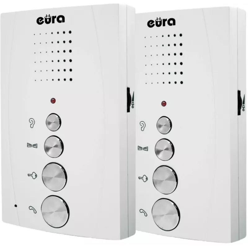 EURA ADP-51A3 DIFESA 1-Rodzinny System Domofonowy z 2 Słuchawkami, Biały