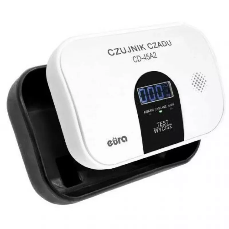 EURA CD-45A2 Wolnostojący Czujnik Tlenku Węgla, Zasilany Bateryjnie, Wyświetlacz LCD