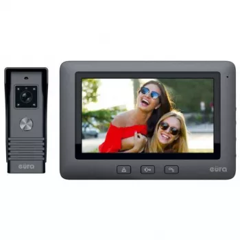EURA VDP-45A3 ALPHA 7-calowy kolorowy system wideodomofonu, czarny