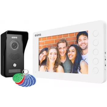 EURA VDP-76A3 7-calowy przewodowy wideodomofon z monitorem, biały