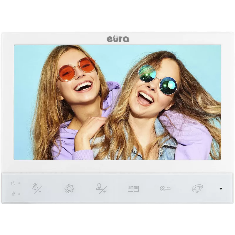 EURA VDP-80C5 System Wideodomofonu Dwu-rodzinnego, Biały, 2x 7 inch LCD, FHD, Kamera 1080p, Czytnik RFID, Montaż Natynkowy