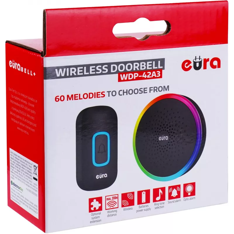 EURA WDP-42A3 Bezprzewodowy dzwonek do drzwi - czarny