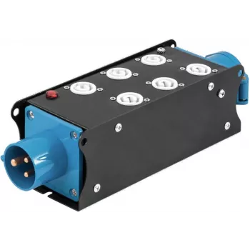 EUROLITE SAB-62X 19-calowy 2U trójfazowy dystrybutor zasilania z 6 gniazdami Schuko, wejście CEE 16A, 11kW 60003755