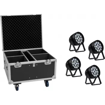 EUROLITE Zestaw 4x AKKU IP PAR 14 HCL QuickDMX + Flightcase IP65 Stage Lighting Kit