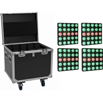 EUROLITE Zestaw 4x paneli matrycowych LED Pixel 5x5 RGB/WW + flightcase z kółkami