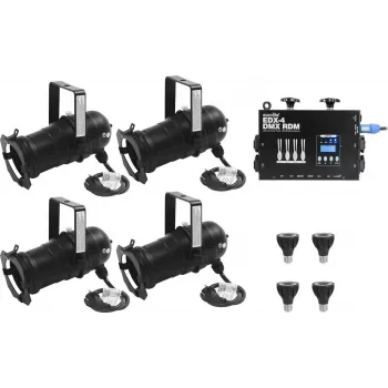 EUROLITE Zestaw 4x PAR-20 Spot czarny dim2warm + EDX-4 DMX RDM LED-Dimmerpack (20000695)