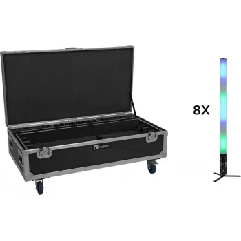 EUROLITE Zestaw 8x AKKU IP Pixel Tube 360° PRO CRMX + Flightcase Rollen Lade