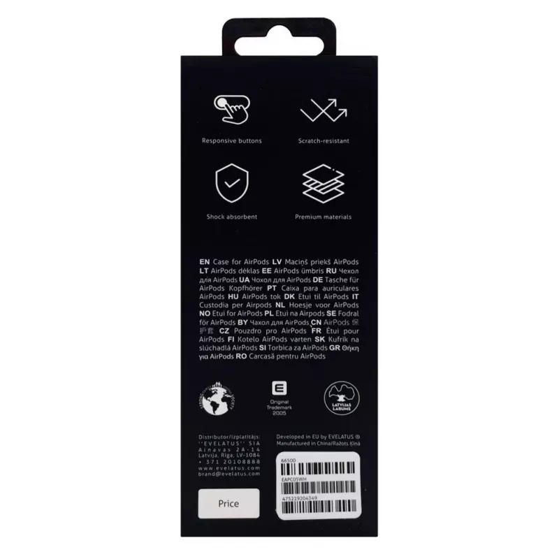 EVELATUS Apple AirPods Case EAC05 White - Silikonowe etui ochronne z karabińczykiem