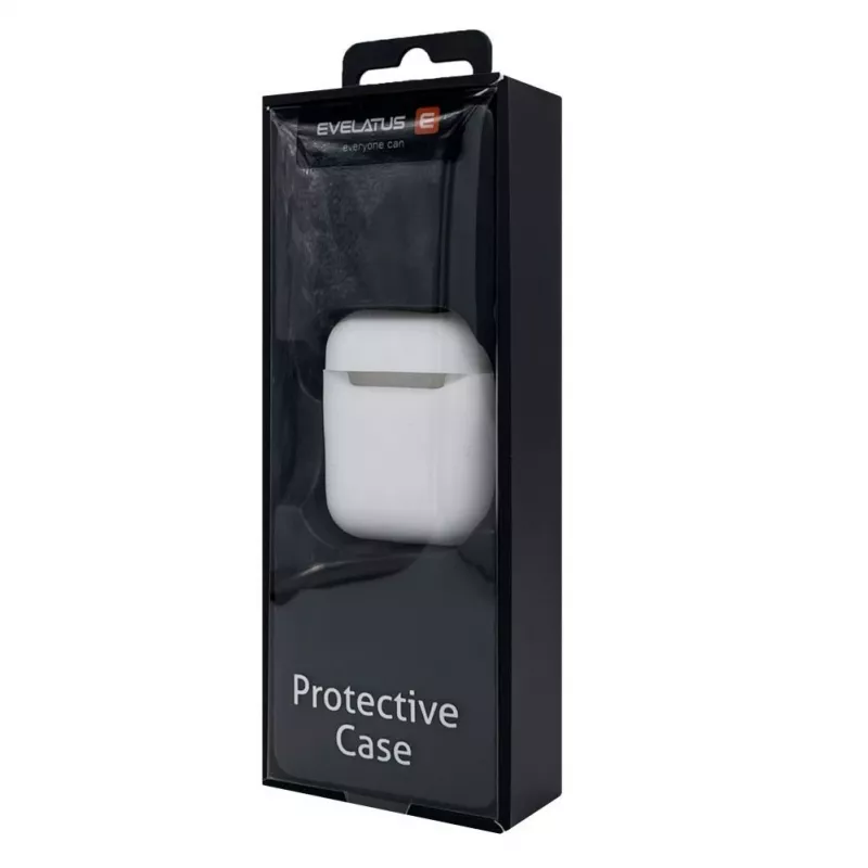 EVELATUS Apple AirPods Case EAC05 White - Silikonowe etui ochronne z karabińczykiem