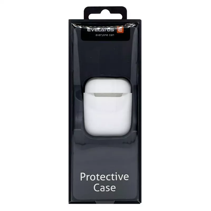 EVELATUS Apple AirPods Case EAC05 White - Silikonowe etui ochronne z karabińczykiem