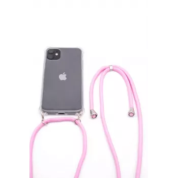 Evelatus Apple iPhone 11 Pro Max Silikonowe przezroczyste etui z naszyjnikiem TPU pasek przezroczysty