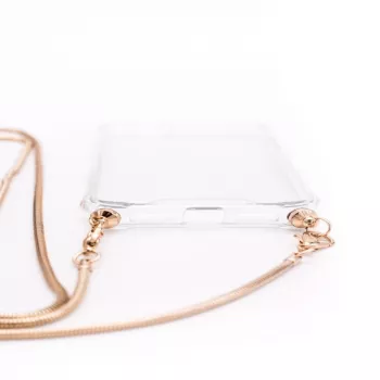 Evelatus Apple iPhone 11 Pro Max Silicone Transparent with Necklace TPU Strap Gold