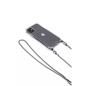 Evelatus Apple iPhone 11 Pro Max Silicone Transparent z naszyjnikiem TPU Strap Space Gray