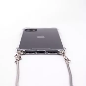 Evelatus Apple iPhone 11 Pro Silikonowy przezroczysty z naszyjnikiem TPU pasek srebrny