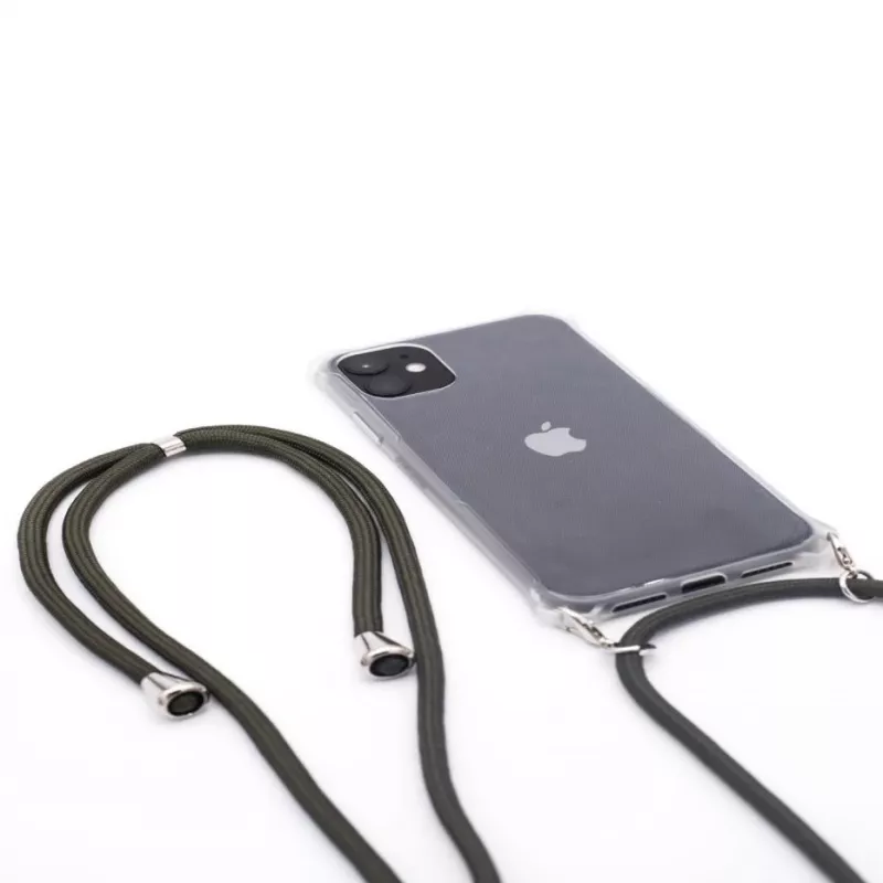Evelatus Apple iPhone 11 Silikonowe przezroczyste etui z naszyjnikiem TPU pasek przezroczysty