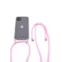 Evelatus Apple iPhone 11 Silikonowe przezroczyste etui z naszyjnikiem TPU pasek przezroczysty różowy