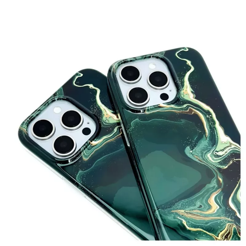 Evelatus Apple iPhone 15 Pro etui PC z nadrukiem marmur ciemnozielone