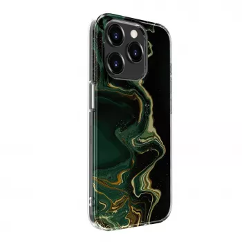 Evelatus Apple iPhone 15 Pro etui PC z nadrukiem marmur ciemnozielone