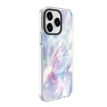 Evelatus etui na Apple iPhone 15 Pro PC+TPU z MagSafe - Marmurowy fiolet