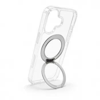 Evelatus Apple iPhone 17 Etui hybrydowe z MagSafe PC+TPU 360 Metalowy stojak Przezroczyste