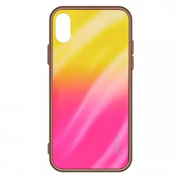 Evelatus Huawei P Smart 2019 Water Ripple Full Color Electroplating Tempered Glass Gradient Yellow-Pink