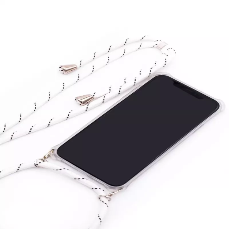 Evelatus Etui Samsung A50 z Linką Białe Paski Przezroczyste