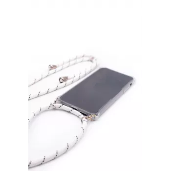 Evelatus Etui Samsung A50 z Linką Białe Paski Przezroczyste