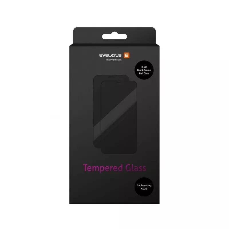 Evelatus Samsung Galaxy A02s 2.5D Full Cover Japan Glue Glass Anti-Static Screen Protector
