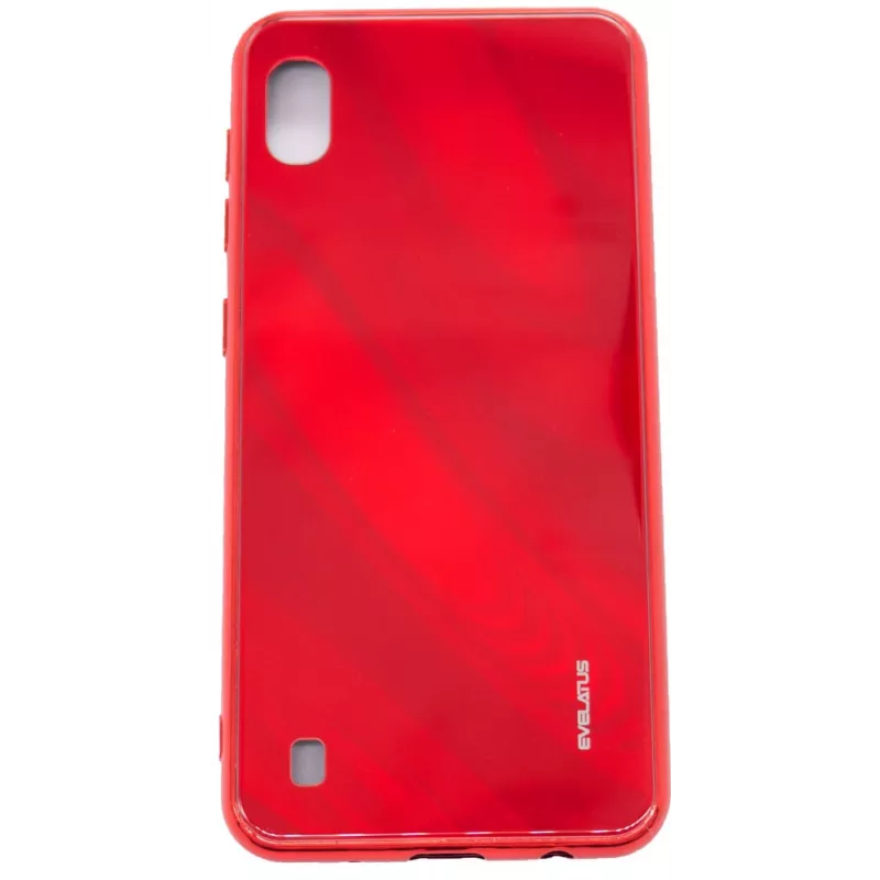 Evelatus Samsung Galaxy A10 Water Ripple Full Color Electroplating Tempered Glass Case Red