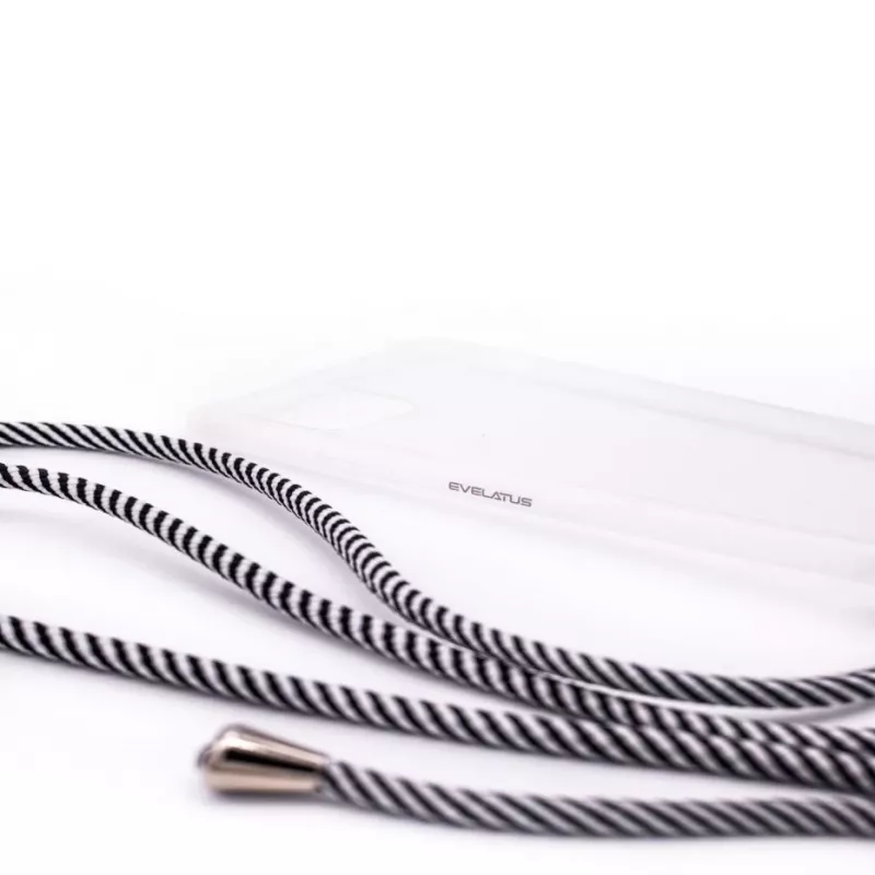 Evelatus Etui Samsung Galaxy A10s z Paskiem Czarno-Paski Przezroczyste