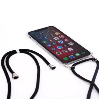 Evelatus Etui Samsung Galaxy A10s z Paskiem, Czarny Transparentny