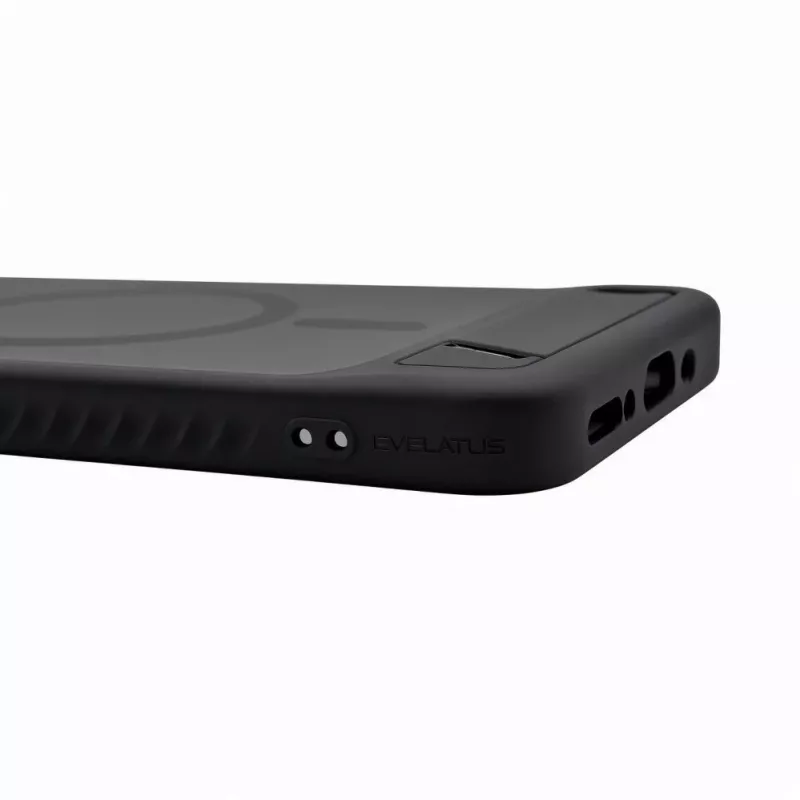Evelatus Samsung Galaxy A17 4G / A17 5G Etui z powłoką gumową MagSafe ze stojakiem, czarne