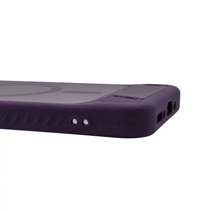 Evelatus Samsung Galaxy A17 4G / A17 5G Gumowana obudowa MagSafe ze stojakiem, fioletowa