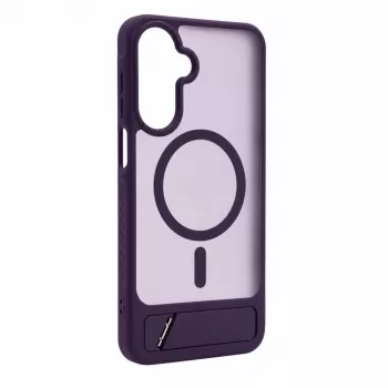 Evelatus Samsung Galaxy A17 4G / A17 5G Gumowana obudowa MagSafe ze stojakiem, fioletowa