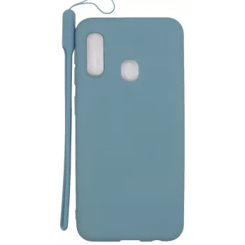 Evelatus Samsung Galaxy A20e Silikonowe etui Soft Touch z paskiem, niebieskie