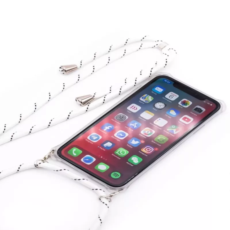 Evelatus Etui Samsung Galaxy A30s z Paskiem Białe Paski Przezroczyste