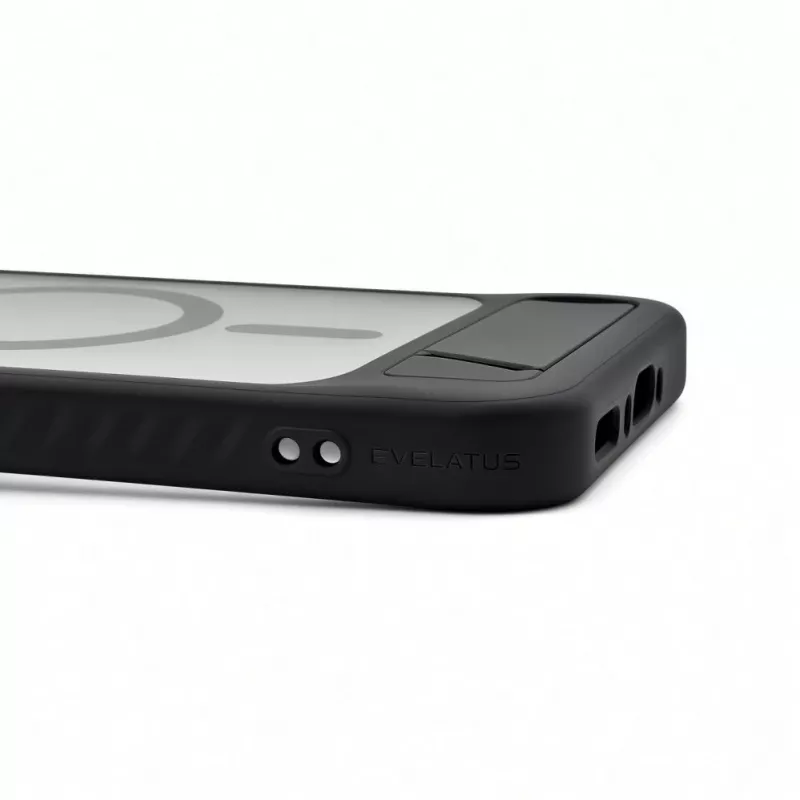 Evelatus Samsung Galaxy A37 / A36 Etui z powłoką gumową MagSafe ze stojakiem, czarne