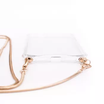 Evelatus Samsung Galaxy A50 Silicone Transparent Case with Necklace TPU Strap Gold