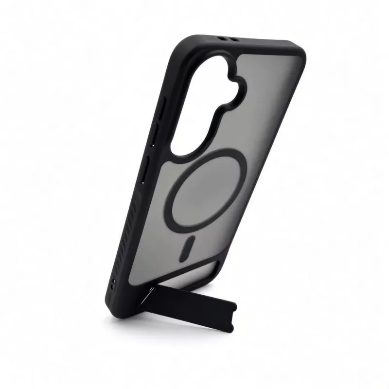 Evelatus Samsung Galaxy A57 Gumowana obudowa MagSafe ze stojakiem Czarna