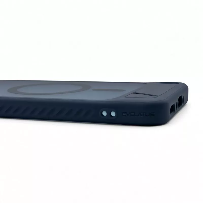 Evelatus Samsung Galaxy A57 Gumowana obudowa MagSafe ze stojakiem, granatowa