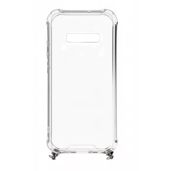 Evelatus Samsung Galaxy S10 Silicone Transparent with Necklace TPU Strap Silver
