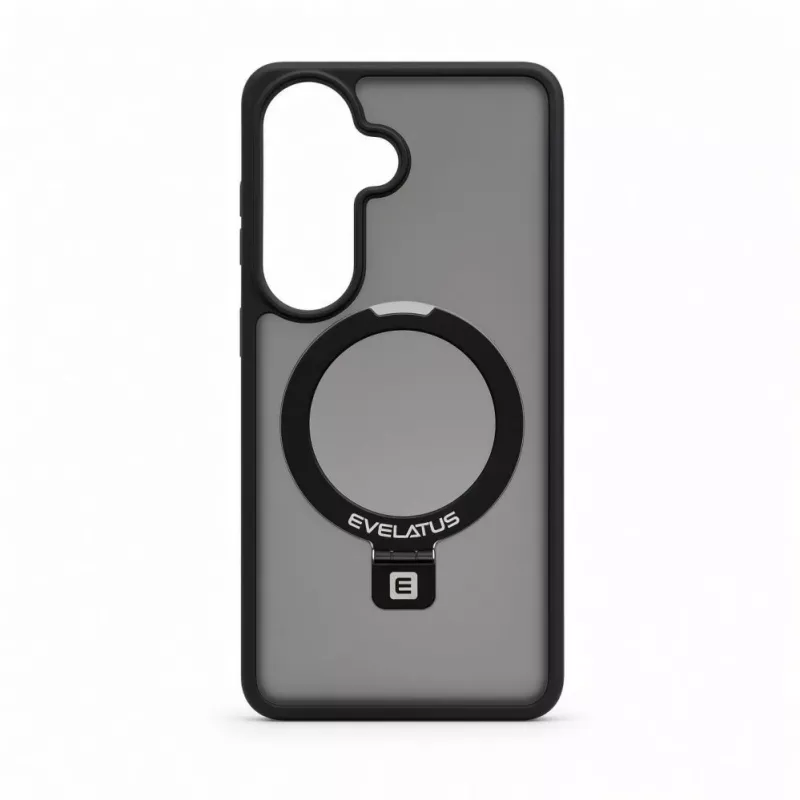 Evelatus Samsung Galaxy S26 Shield Case z MagSafe i stojakiem, matowe czarne kółko